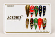 ACEGRIP Golden Crown, style DX7055, complete 10-nail set on its presentation card