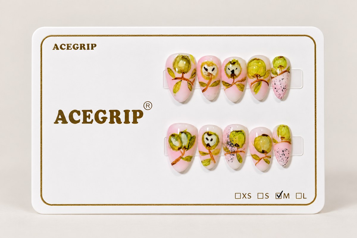 ACEGRIP Rose Petal Leaves, style DX7061, complete 10-nail set on its presentation card