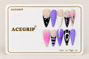 ACEGRIP Blush Dotwork, style DX7069, complete 10-nail set on its presentation card