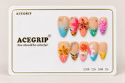 ACEGRIP Blush Petal Zebra, style DX7074, complete 10-nail set on its presentation card