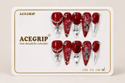 ACEGRIP Scarlet Cross, style DX7084, complete 10-nail set on its presentation card