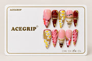 ACEGRIP Rose French Rings, style DX7108, complete 10-nail set on its presentation card
