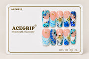 ACEGRIP Blush Petal Spotted, style DX7113, complete 10-nail set on its presentation card