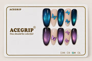 ACEGRIP Onyx Azure Butterfly, style FD9002, complete 10-nail set on its presentation card