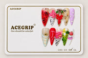 ACEGRIP Scarlet Berry Petals, style FD9007, complete 10-nail set on its presentation card