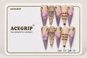 ACEGRIP Blush Petal Cameo, style FD9019, complete 10-nail set on its presentation card