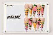 ACEGRIP Blush Garden Leaves, style FD9023, complete 10-nail set on its presentation card