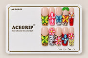 ACEGRIP Blush Bloom Zebra, style FD9025, complete 10-nail set on its presentation card