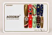ACEGRIP Golden Crown Hearts, style FD9036, complete 10-nail set on its presentation card