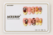 ACEGRIP Blush Monkey Banana, style FD9037, complete 10-nail set on its presentation card