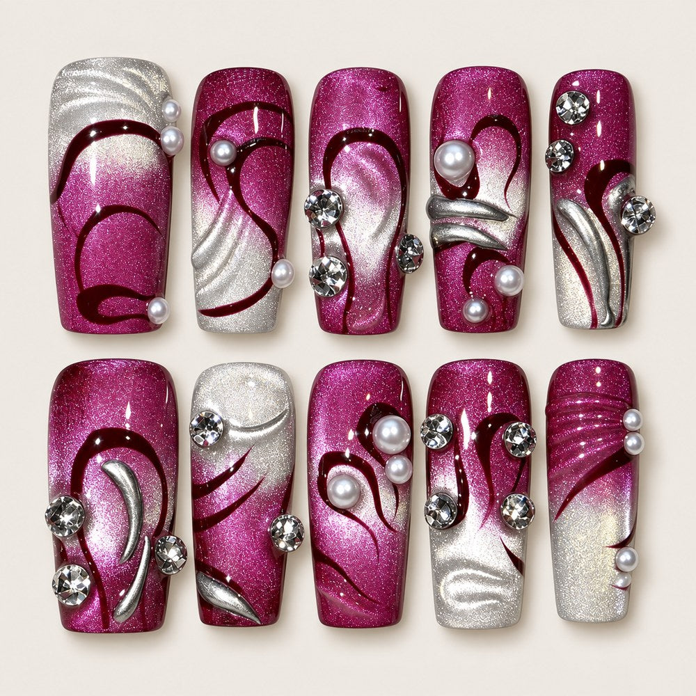 Rose Loops - Pink Loop Press-On Nails