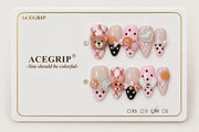 ACEGRIP Blush Companions, style FD9054, complete 10-nail set on its presentation card