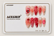 ACEGRIP Blush Bloom Sculpture, style FD9062, complete 10-nail set on its presentation card