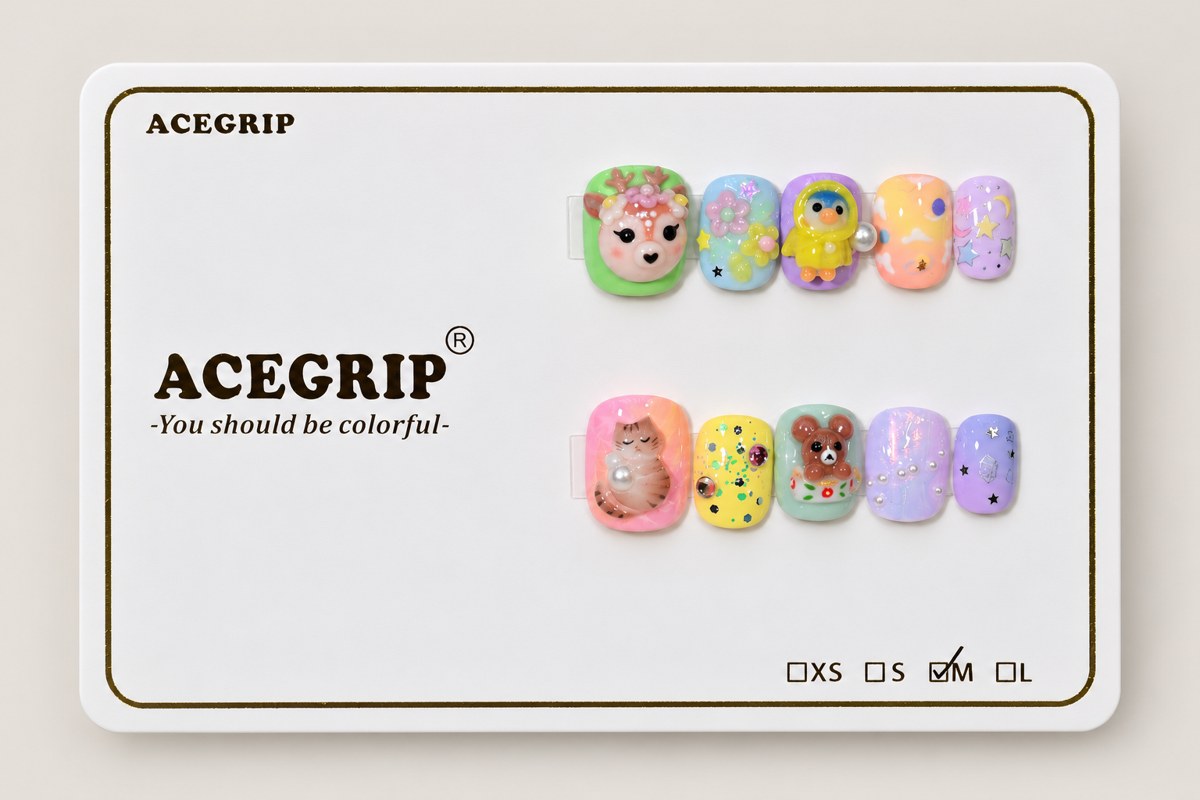 ACEGRIP Mint Companions, style FD9064, complete 10-nail set on its presentation card