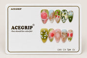 ACEGRIP Jade Roses, style FD9065, complete 10-nail set on its presentation card