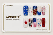 ACEGRIP Azure Starlight Stripes, style GH14008, complete 10-nail set on its presentation card