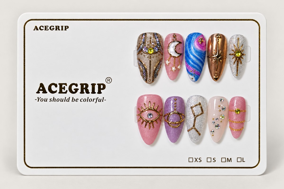 ACEGRIP Rose Moonlight Gaze, style GH14024, complete 10-nail set on its presentation card