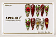 ACEGRIP Scarlet Roses, style HM5011, complete 10-nail set on its presentation card