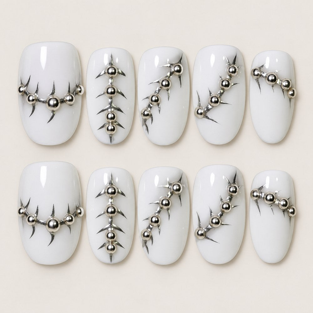 Ivory Branches - White Branch Press-On Nails