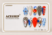 ACEGRIP Ivory Dots, style HM5031, complete 10-nail set on its presentation card