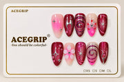 ACEGRIP Rose Stars, style HM5036, complete 10-nail set on its presentation card