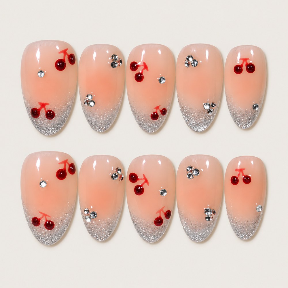 Blush Cherry French - Peach Nude Cherry & French Press-On Nails