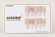 ACEGRIP Blush Bow Pearls, style HM5047, complete 10-nail set on its presentation card
