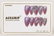 ACEGRIP Rose Silver Bow, style HM5051, complete 10-nail set on its presentation card