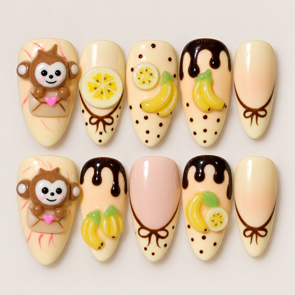 Cream Monkey - Cream Monkey & Banana Press-On Nails
