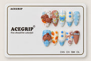 ACEGRIP Azure Companions Petals, style JH13008, complete 10-nail set on its presentation card