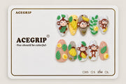 ACEGRIP Blush Monkey Leaves, style JH13014, complete 10-nail set on its presentation card