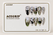 ACEGRIP Ivory Cat Café, style JH13036, complete 10-nail set on its presentation card