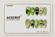 ACEGRIP Jade Cat Café, style JH13039, complete 10-nail set on its presentation card
