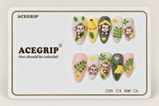 ACEGRIP Blush Monkey Foliage, style JH13040, complete 10-nail set on its presentation card