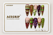 ACEGRIP Jade Checks, style NB15010, complete 10-nail set on its presentation card