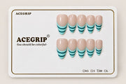 ACEGRIP Blush Stripe Tips, style WE16014, complete 10-nail set on its presentation card