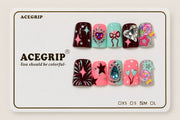ACEGRIP Scarlet Hearts, style XH3016, complete 10-nail set on its presentation card