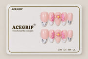 ACEGRIP Blush Blossom Zebra, style XH3019, complete 10-nail set on its presentation card