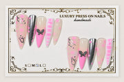 ACEGRIP Blush Butterfly Stripes, style XH3038, complete 10-nail set on its presentation card
