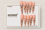 ACEGRIP Blush Silver Butterfly, style XH3042, complete 10-nail set on its presentation card