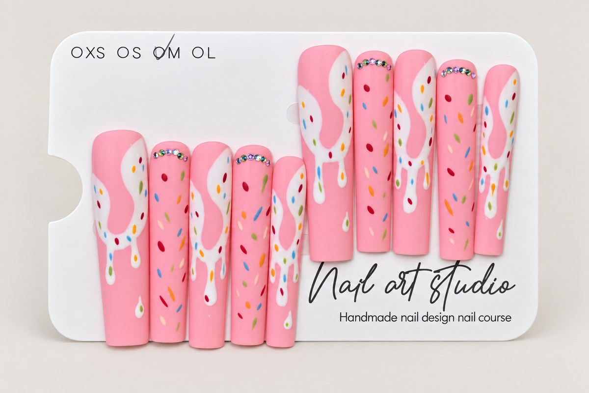 ACEGRIP Rose Drizzle, style XH3044, complete 10-nail set on its presentation card