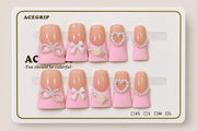 ACEGRIP Blush Bow Hearts, style XH3056, complete 10-nail set on its presentation card