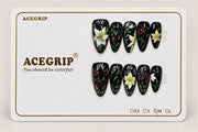ACEGRIP Onyx Garden, style XQ2010, complete 10-nail set on its presentation card