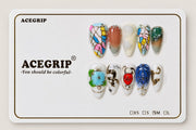 ACEGRIP Azure Petal Mosaic, style XQ2012, complete 10-nail set on its presentation card