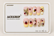 ACEGRIP Rose Ladybug, style XQ2017, complete 10-nail set on its presentation card