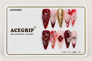 ACEGRIP Scarlet Petal Leaves, style XQ2029, complete 10-nail set on its presentation card