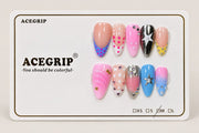 ACEGRIP Blush Polka Starlight, style XQ2040, complete 10-nail set on its presentation card